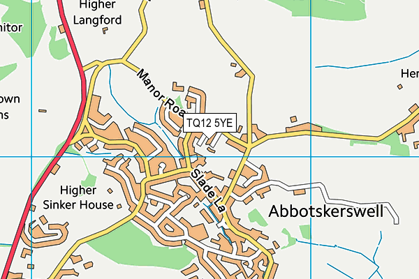 TQ12 5YE map - OS VectorMap District (Ordnance Survey)