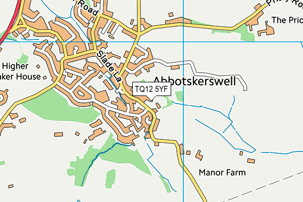 TQ12 5YF map - OS VectorMap District (Ordnance Survey)