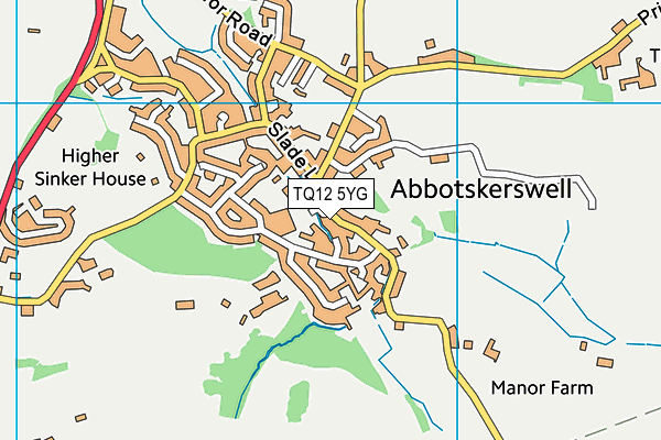 TQ12 5YG map - OS VectorMap District (Ordnance Survey) TQ12 5YG map - OS VectorMap District (Ordnance Survey)