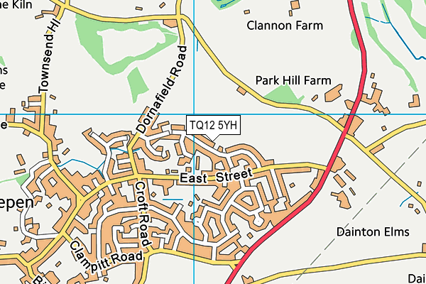 TQ12 5YH map - OS VectorMap District (Ordnance Survey) TQ12 5YH map - OS VectorMap District (Ordnance Survey)