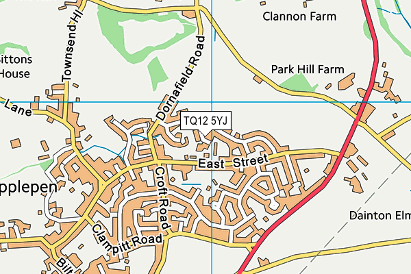 TQ12 5YJ map - OS VectorMap District (Ordnance Survey) TQ12 5YJ map - OS VectorMap District (Ordnance Survey)
