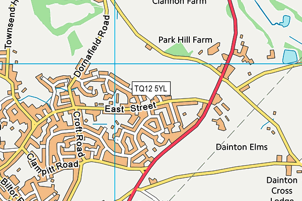 TQ12 5YL map - OS VectorMap District (Ordnance Survey) TQ12 5YL map - OS VectorMap District (Ordnance Survey)