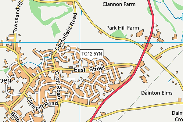 TQ12 5YN map - OS VectorMap District (Ordnance Survey)