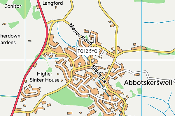 TQ12 5YQ map - OS VectorMap District (Ordnance Survey) TQ12 5YQ map - OS VectorMap District (Ordnance Survey)