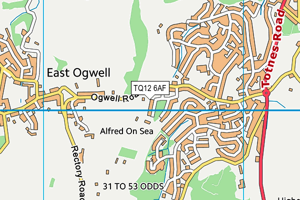 TQ12 6AF map - OS VectorMap District (Ordnance Survey)