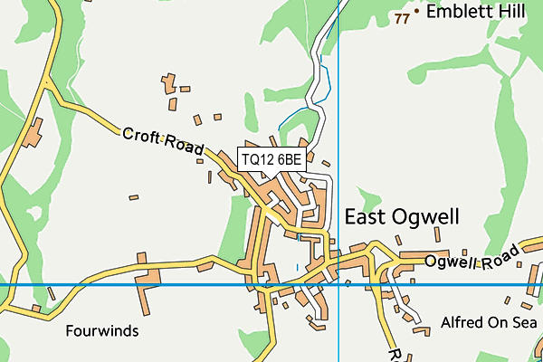 TQ12 6BE map - OS VectorMap District (Ordnance Survey) TQ12 6BE map - OS VectorMap District (Ordnance Survey)