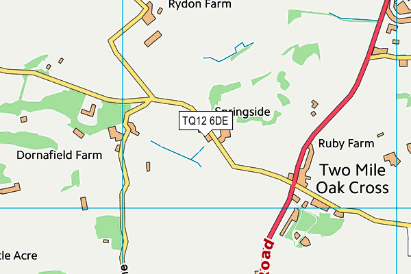 TQ12 6DE map - OS VectorMap District (Ordnance Survey)