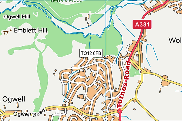 TQ12 6FB map - OS VectorMap District (Ordnance Survey) TQ12 6FB map - OS VectorMap District (Ordnance Survey)
