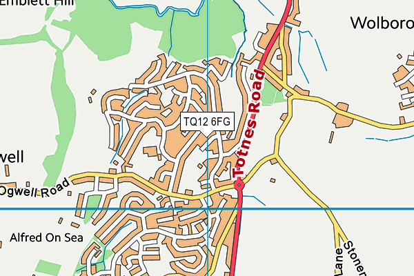 TQ12 6FG map - OS VectorMap District (Ordnance Survey)