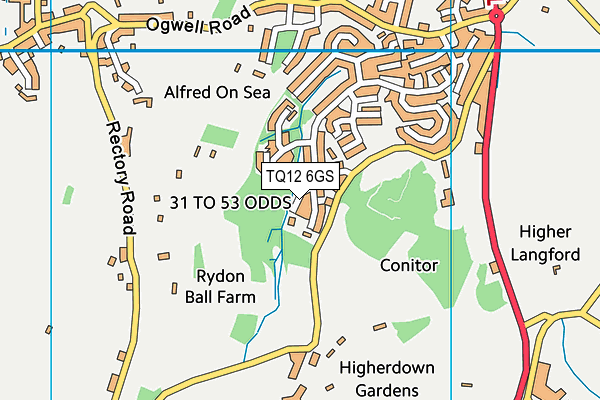 TQ12 6GS map - OS VectorMap District (Ordnance Survey) TQ12 6GS map - OS VectorMap District (Ordnance Survey)