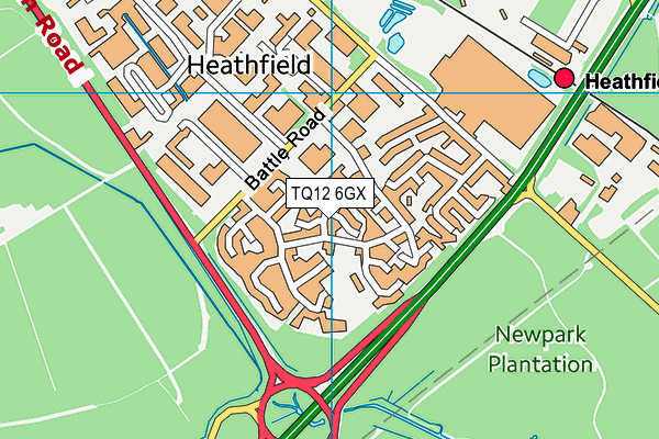 TQ12 6GX map - OS VectorMap District (Ordnance Survey)