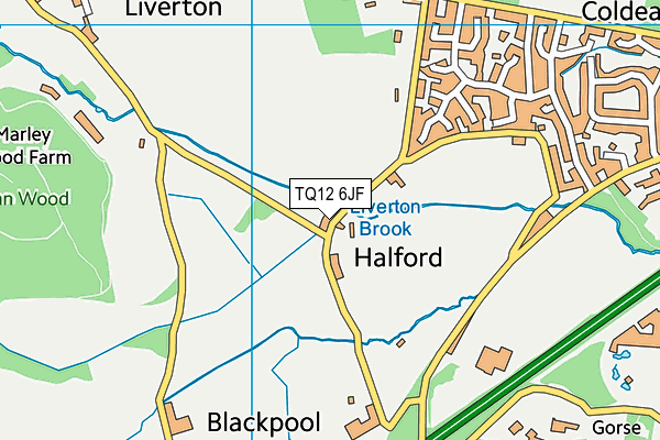 TQ12 6JF map - OS VectorMap District (Ordnance Survey)