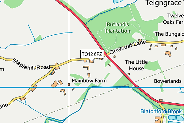 TQ12 6PZ map - OS VectorMap District (Ordnance Survey)