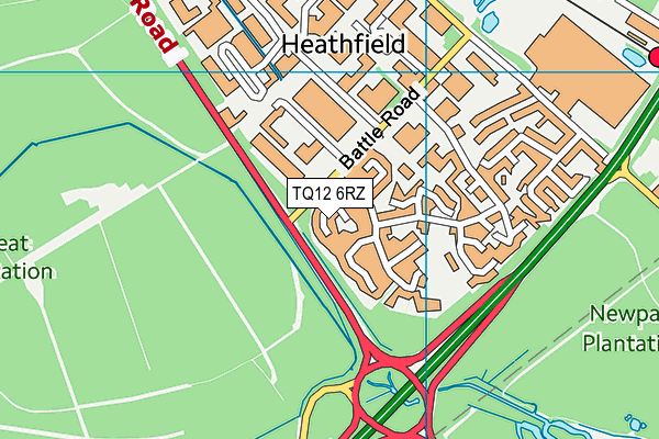 TQ12 6RZ map - OS VectorMap District (Ordnance Survey) TQ12 6RZ map - OS VectorMap District (Ordnance Survey)