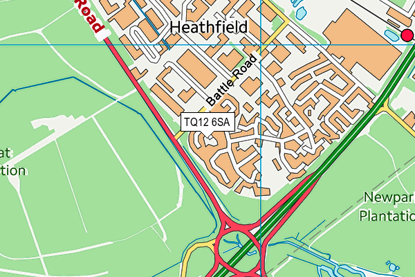 TQ12 6SA map - OS VectorMap District (Ordnance Survey) TQ12 6SA map - OS VectorMap District (Ordnance Survey)