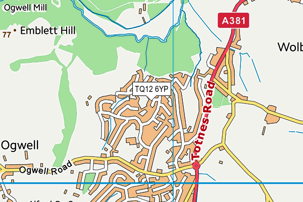 TQ12 6YP map - OS VectorMap District (Ordnance Survey) TQ12 6YP map - OS VectorMap District (Ordnance Survey)