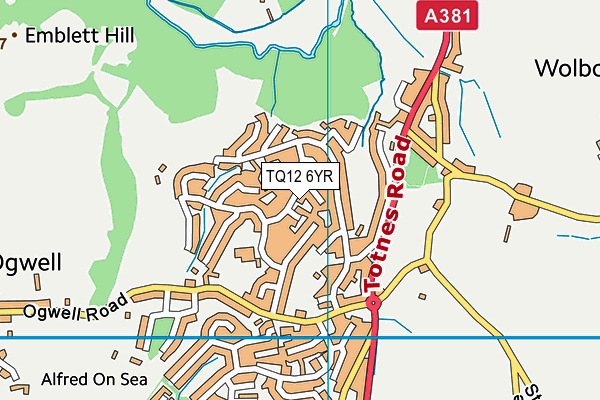 TQ12 6YR map - OS VectorMap District (Ordnance Survey) TQ12 6YR map - OS VectorMap District (Ordnance Survey)