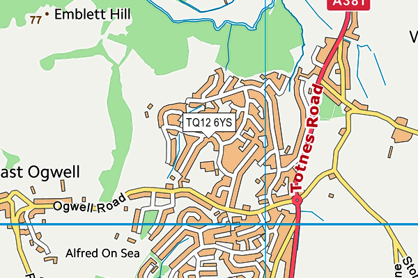 TQ12 6YS map - OS VectorMap District (Ordnance Survey)