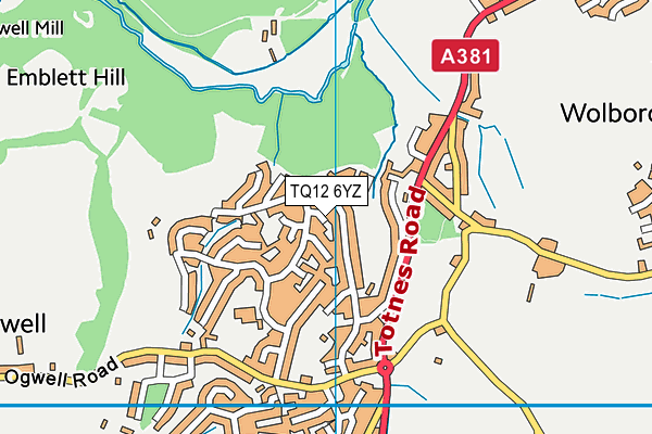 TQ12 6YZ map - OS VectorMap District (Ordnance Survey) TQ12 6YZ map - OS VectorMap District (Ordnance Survey)