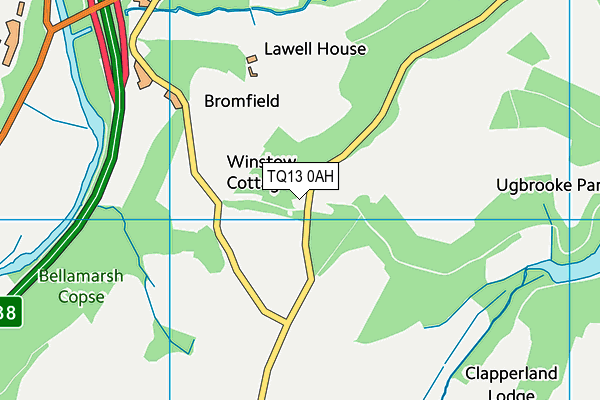 TQ13 0AH map - OS VectorMap District (Ordnance Survey)