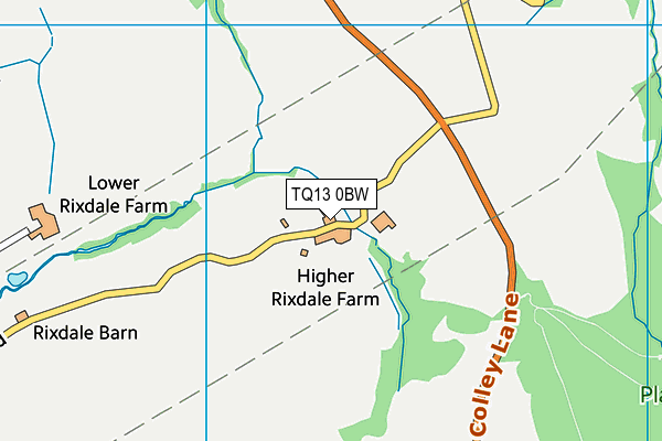 TQ13 0BW map - OS VectorMap District (Ordnance Survey)