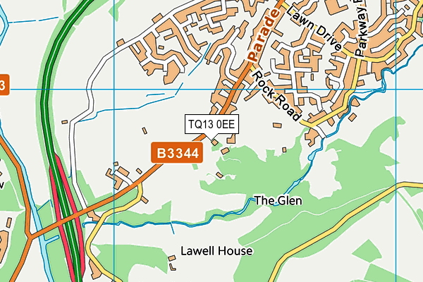 TQ13 0EE map - OS VectorMap District (Ordnance Survey)