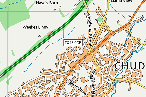 TQ13 0GE map - OS VectorMap District (Ordnance Survey) TQ13 0GE map - OS VectorMap District (Ordnance Survey)