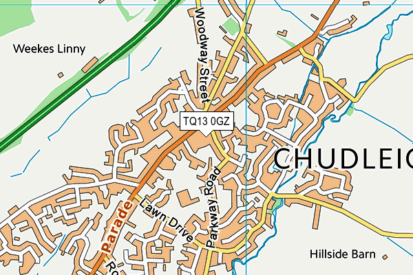 TQ13 0GZ map - OS VectorMap District (Ordnance Survey) TQ13 0GZ map - OS VectorMap District (Ordnance Survey)