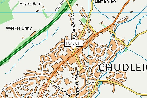 TQ13 0JT map - OS VectorMap District (Ordnance Survey)