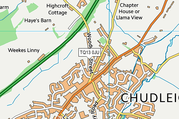 TQ13 0JU map - OS VectorMap District (Ordnance Survey)
