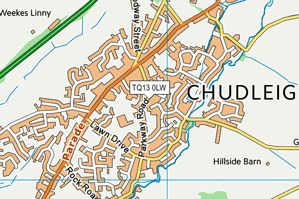 TQ13 0LW map - OS VectorMap District (Ordnance Survey)