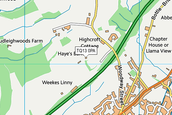 TQ13 0PA map - OS VectorMap District (Ordnance Survey) TQ13 0PA map - OS VectorMap District (Ordnance Survey)