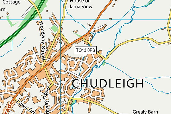 TQ13 0PS map - OS VectorMap District (Ordnance Survey)