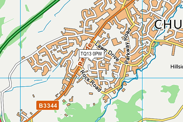 TQ13 0PW map - OS VectorMap District (Ordnance Survey) TQ13 0PW map - OS VectorMap District (Ordnance Survey)