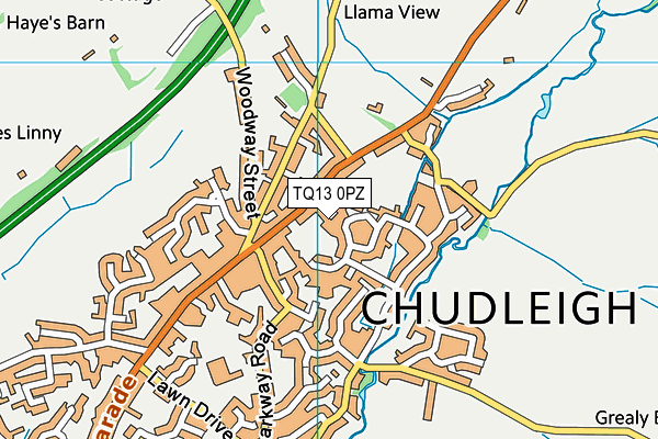 TQ13 0PZ map - OS VectorMap District (Ordnance Survey)