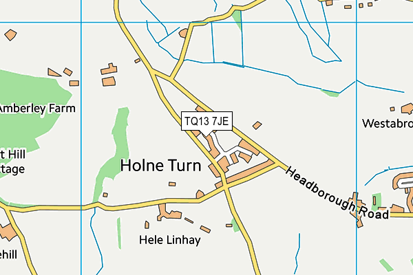 TQ13 7JE map - OS VectorMap District (Ordnance Survey) TQ13 7JE map - OS VectorMap District (Ordnance Survey)