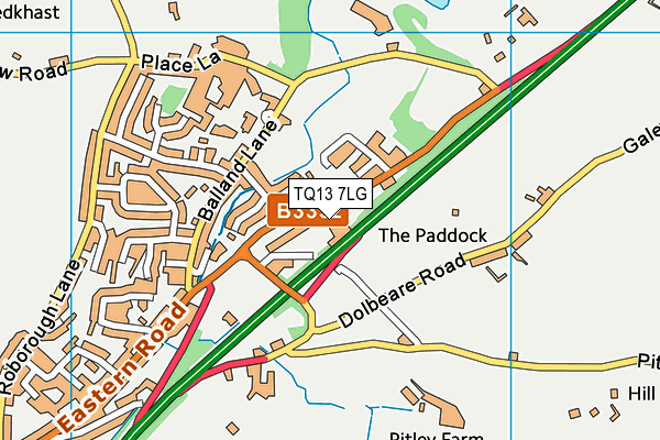 TQ13 7LG map - OS VectorMap District (Ordnance Survey) TQ13 7LG map - OS VectorMap District (Ordnance Survey)
