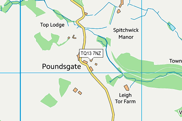 TQ13 7NZ map - OS VectorMap District (Ordnance Survey)
