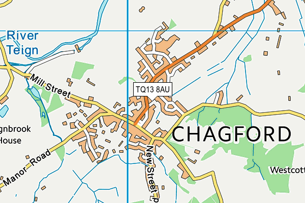 TQ13 8AU map - OS VectorMap District (Ordnance Survey)
