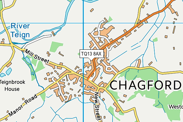 TQ13 8AX map - OS VectorMap District (Ordnance Survey)