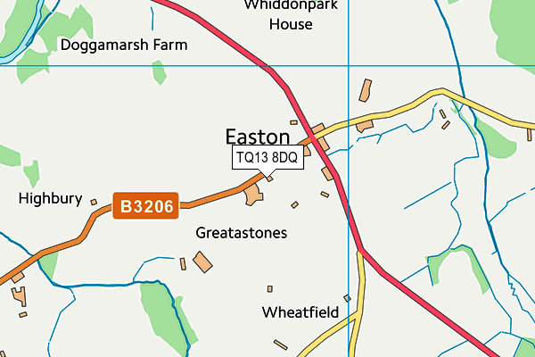 TQ13 8DQ map - OS VectorMap District (Ordnance Survey)