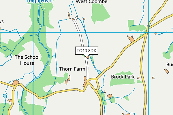 TQ13 8DX map - OS VectorMap District (Ordnance Survey) TQ13 8DX map - OS VectorMap District (Ordnance Survey)