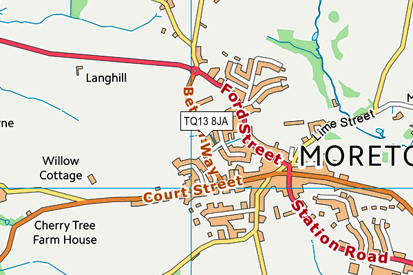 TQ13 8JA map - OS VectorMap District (Ordnance Survey) TQ13 8JA map - OS VectorMap District (Ordnance Survey)