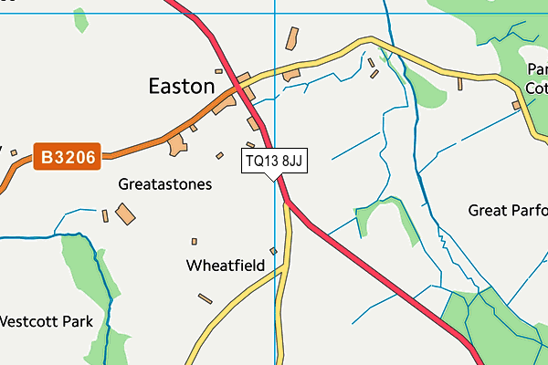 TQ13 8JJ map - OS VectorMap District (Ordnance Survey) TQ13 8JJ map - OS VectorMap District (Ordnance Survey)