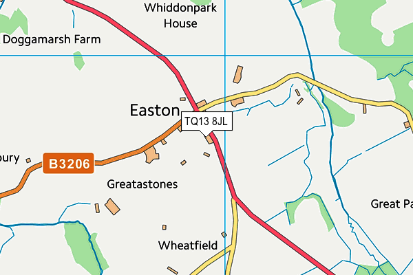 TQ13 8JL map - OS VectorMap District (Ordnance Survey) TQ13 8JL map - OS VectorMap District (Ordnance Survey)