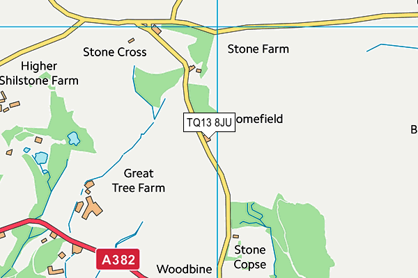 TQ13 8JU map - OS VectorMap District (Ordnance Survey)