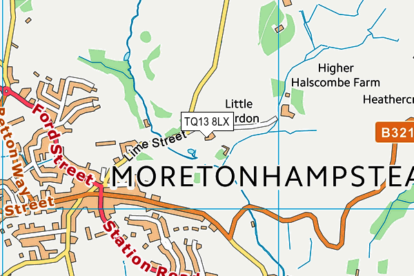 TQ13 8LX map - OS VectorMap District (Ordnance Survey) TQ13 8LX map - OS VectorMap District (Ordnance Survey)