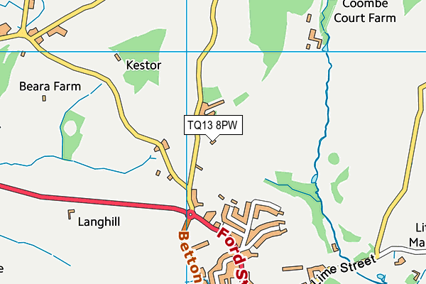 TQ13 8PW map - OS VectorMap District (Ordnance Survey)