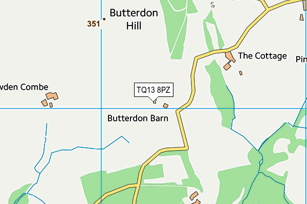 TQ13 8PZ map - OS VectorMap District (Ordnance Survey)