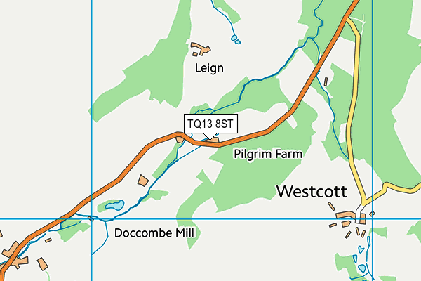TQ13 8ST map - OS VectorMap District (Ordnance Survey)